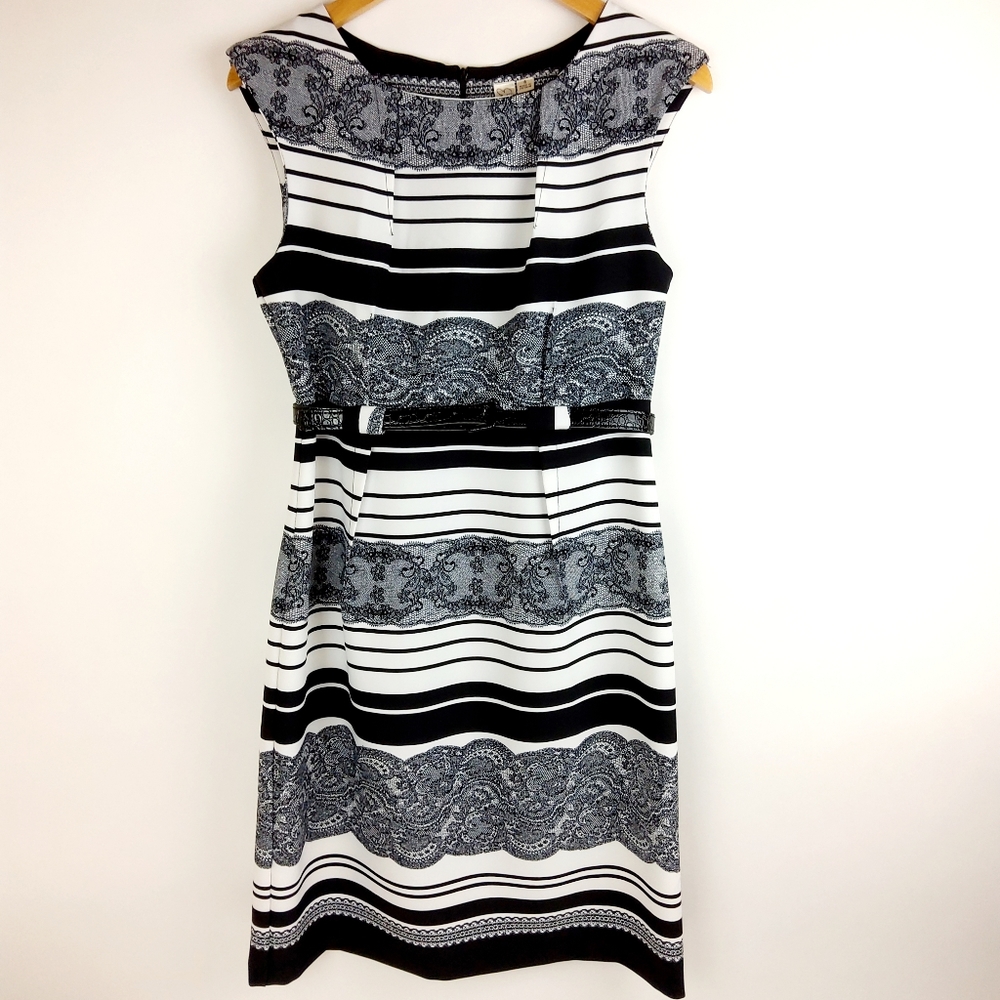 Emma & Michelle Lace Pattern Stripe Dress Size 8